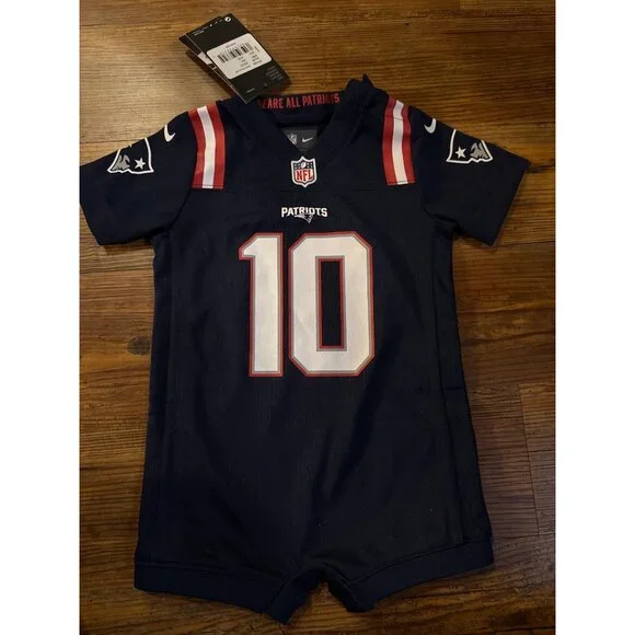 Newborn & Infant Nike Mac Jones New England Patriots Romper Jersey 6–9 month New - Picture 1 of 6
